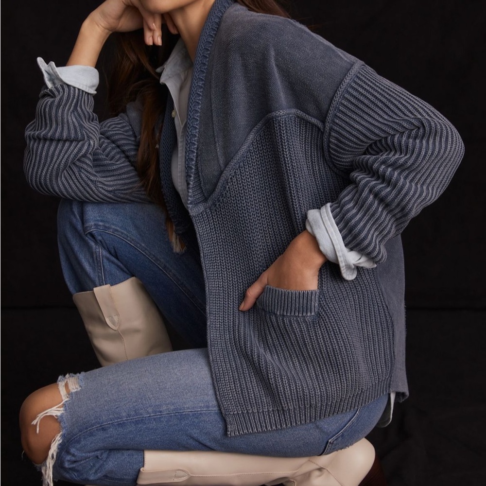 🦋Pilcro Slate Blue Acid Wash Cardigan🦋